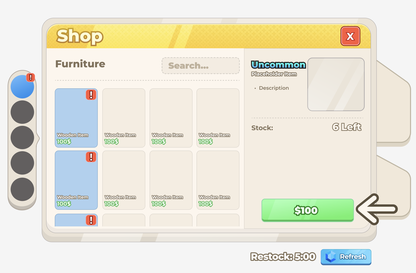 Furniture Shop · Gold Header